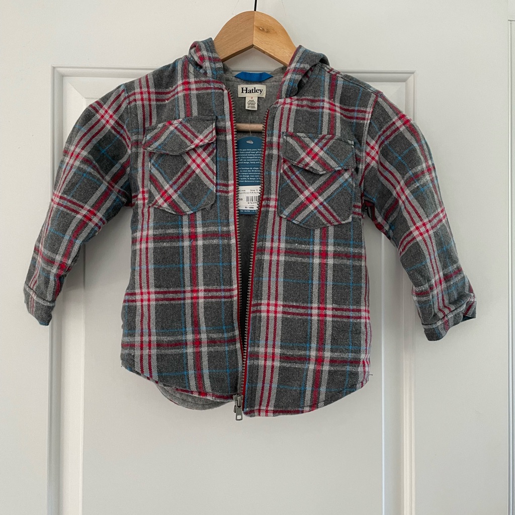 Hatley Kids Plaid Hoodie - Gray, Red, And Blue